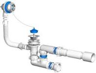 Сифон для ванны 1 1/2"х40 с выпуском и переливом гофрированной трубой 40х40 50