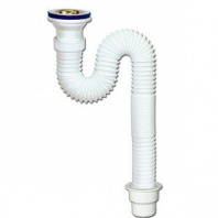 Сифон для раковины Элит с удлиненным выпуском, нержавеющей чашкой 70 мм из стали и с гофротрубой