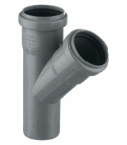 Тройник ПП 50х50 мм, 45° для внутренней канализации