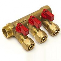 Коллектор с регулируемыми вентилями 3 выхода 3/4х16