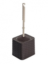 Набор для унитаза (ерш+подставка) квадратный РОТАНГ коричневый металлик