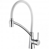 Смеситель Ledeme 4399-3 для кухни с гибким силиконовым изливом, хром, белый