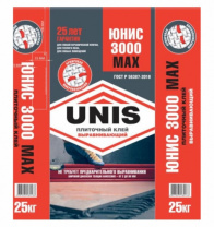 Клей для плитки Юнис 3000 МАХ толстослойный (25 кг)