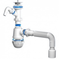 Сифон для умывальника 1/4"х40 с гофрированной трубой 40х40/50 с подключением к стиральной машине