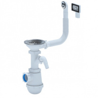 Сифон для мойки 1/2"х40 с подключением к стиральной машине с круглым и прямым переливом