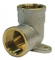 Угол  обжим латунь 20х3/4 ВР с креплением (для трубы нержавейка)