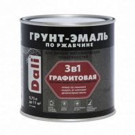 Грунт-эмаль по ржавчине 3 в 1 графитовая (черная) 0,75 л DALI