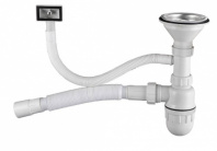 Сифон для мойки Элит с нержавеющей чашкой, с переливом и гофротрубой 