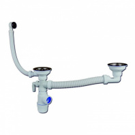 Сифон для мойки Элит 2-ой разноуровневый с нержавеющей чашкой 112 м