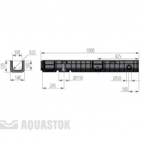 Лоток водоотводный пластиковый Gidrolica DN 100 H 120 с чугунной решеткой + фиксаторы (801/506/108)